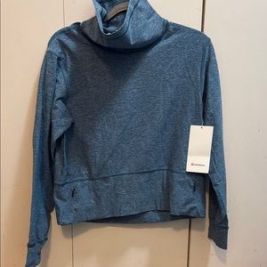 Lululemon NWT Heathered Blue Cropped Cowl Neck Sweater